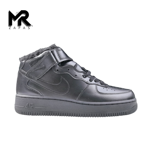 N**K AIR FORCE 1 MID - NEGRO CON FORRO DE PIEL SINTÃ‰TICA