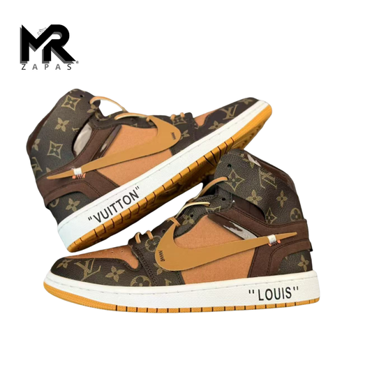 L**V  x Off-White x Air J0d@n 1 Custom - Marron