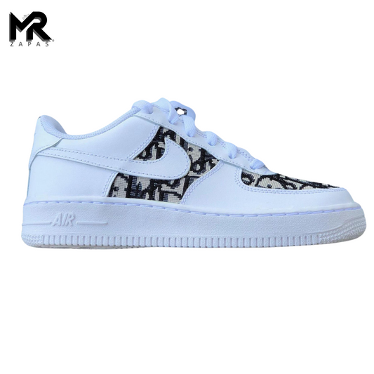 N*K Air Force 1 Low x D!0r  - White Oblique Custom