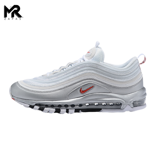 Air Max - 97 - Blanco - Gris Metalic / NKRojo